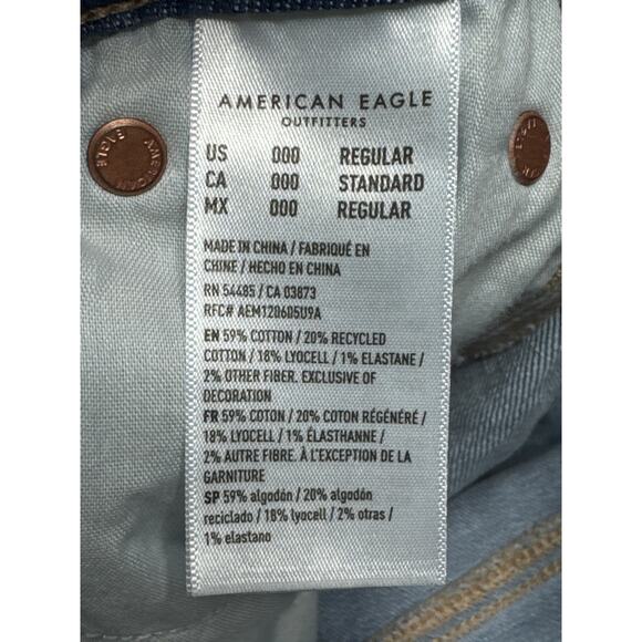 American Eagle Women's Super High Rise Baggy Wide Leg Blue Jeans - 000 (24x29.5) - Picture 6 of 6